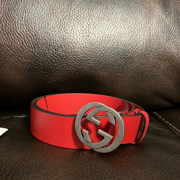 Gucci unisex interlocking GG Marmont logo monogram leather buckle belt NEW - Picture 4 of 9